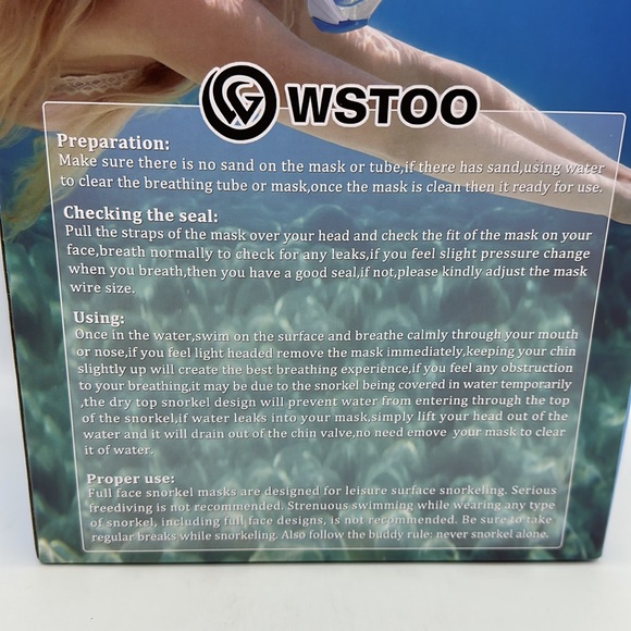 Mask Snorkeling Full Face 180 Vision Mask WSTOO—Color Green & Black - Picture 4 of 9